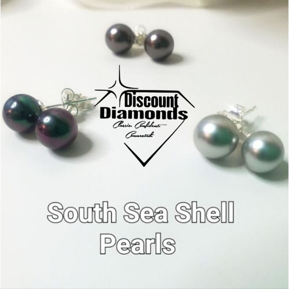 3 Pair Cool Earth Tone South Sea Shell Pearl Stud Earrings